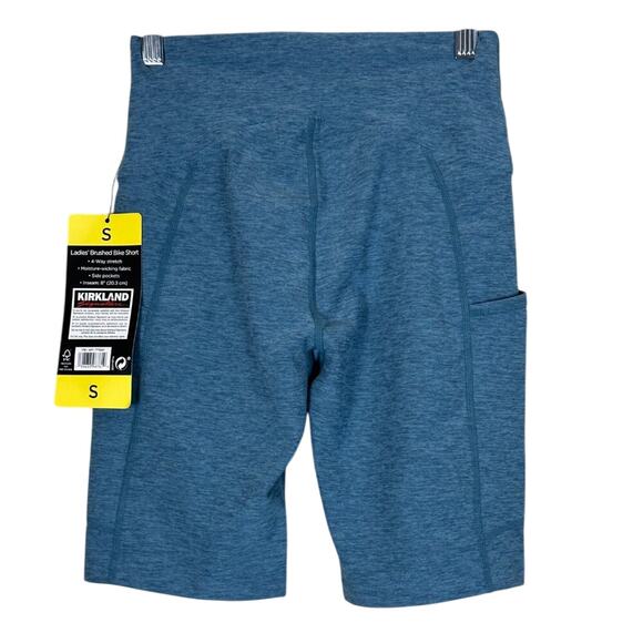 Kirkland Bike Shorts Womens S Blue High Rise Pockets Athleisure Activewear Gym - Picture 5 of 8